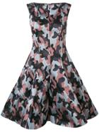 Talbot Runhof Jacquard Camouflage Pattern Dress - Blue