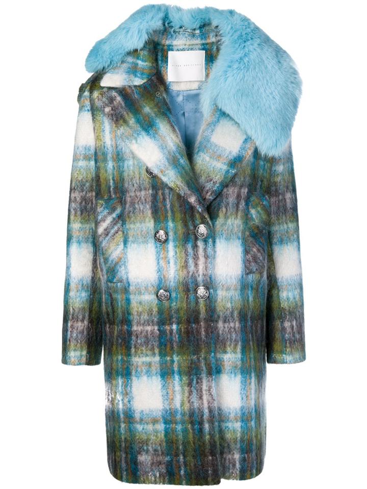 Giada Benincasa Checked Double Breasted Coat - Blue
