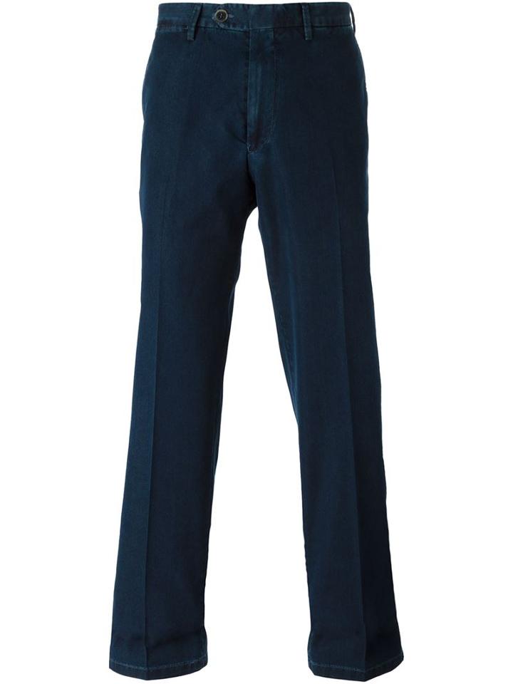 Canali Straight Leg Denim Trousers, Men's, Size: 56, Blue, Cotton/polyester
