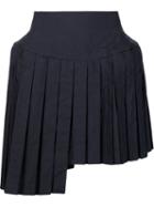 Julien David Pleated Asymmetric Skirt, Women's, Size: Medium, Blue, Cotton