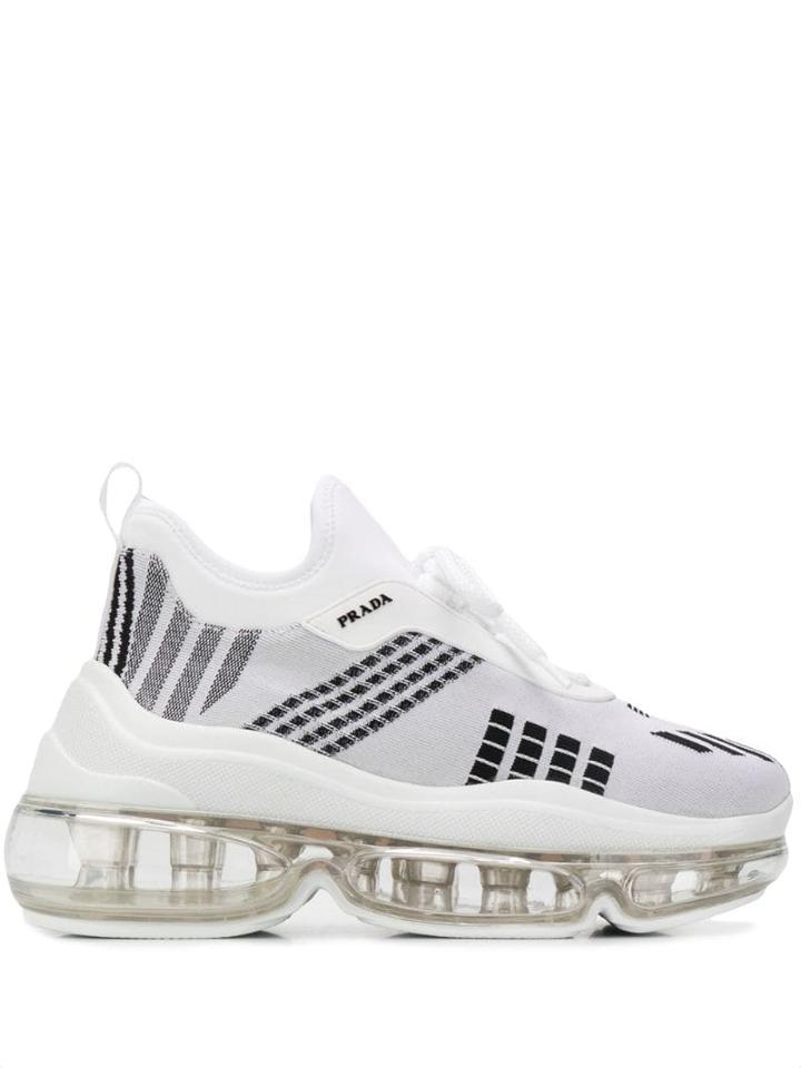 Prada Chunky Knitted Sneakers - White