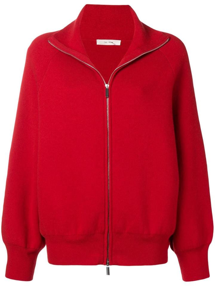 The Row Slouchy Zip Front Sweater - Red