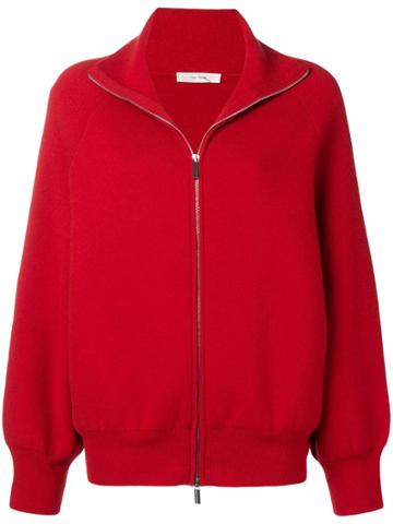 The Row Slouchy Zip Front Sweater - Red