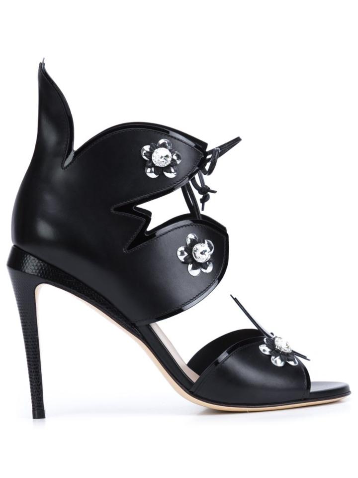 Fendi Embellished Lace-up Sandals