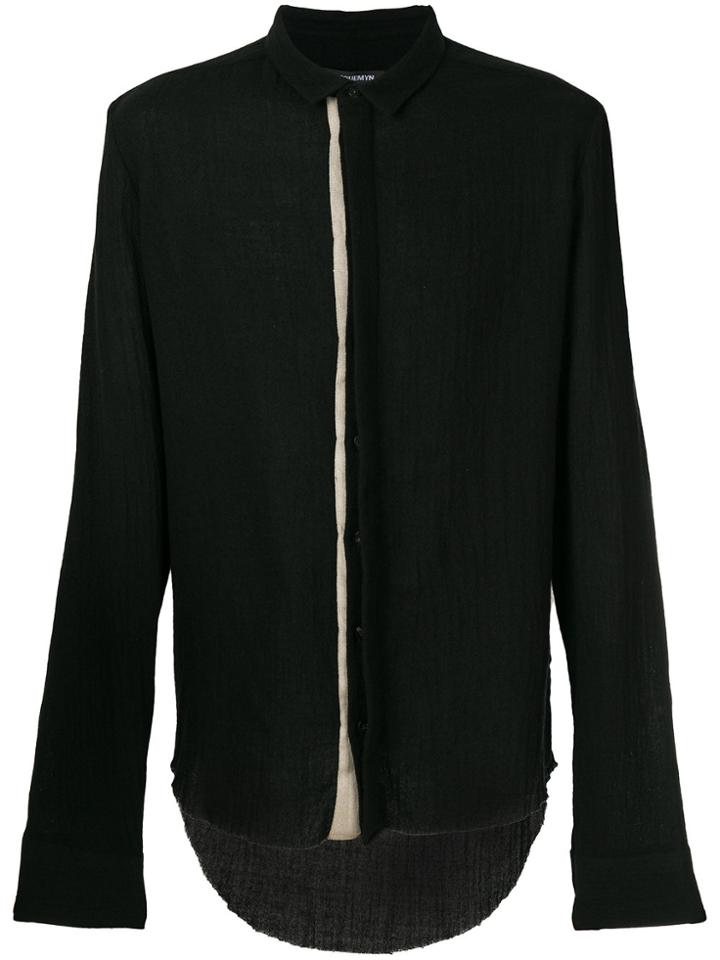 Cedric Jacquemyn Frayed Shirt With Contrast Stripe - Black