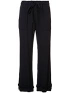 Raquel Allegra Frill Detail Cropped Trousers - Blue