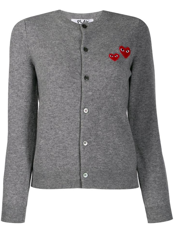 Comme Des Garçons Play Embroidered Cardigan - Grey