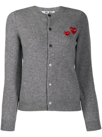 Comme Des Garçons Play Embroidered Cardigan - Grey