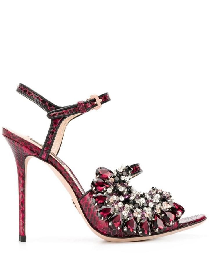 Paula Cademartori Embellished High Heel Sandals - Red