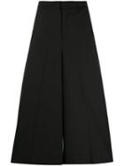 Twin-set Cropped Wide-leg Trousers - Black