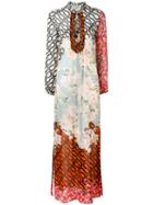 Amen - Multi-print Shift Maxi Dress - Women - Silk/metal (grey)/glass - 44, Silk/metal/glass