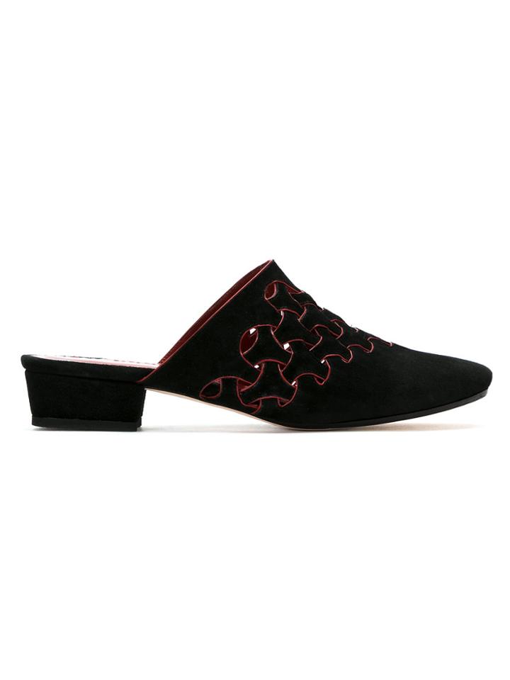 Sarah Chofakian Woven Mules - Black