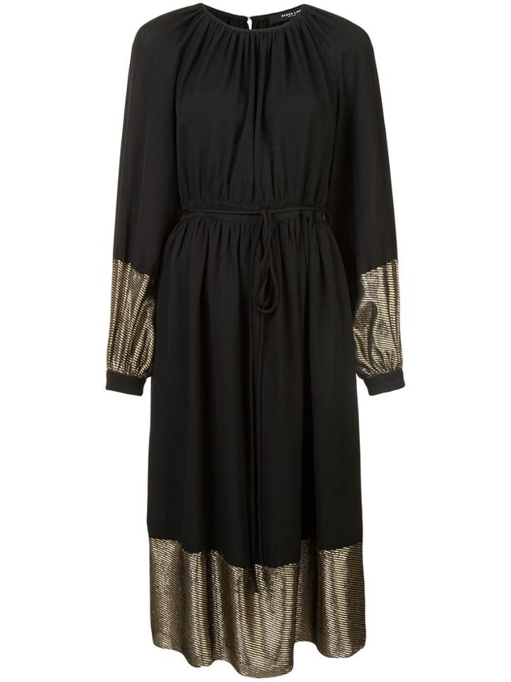 Derek Lam Long Sleeve Peasant Dress With Tie Belt - Black
