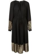 Derek Lam Long Sleeve Peasant Dress With Tie Belt - Black