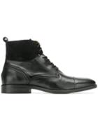 Tommy Hilfiger Panelled Lace Up Boots - Black