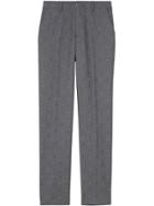 Burberry Classic Fit Fil Coupé Wool Cotton Tailored Trousers - Grey