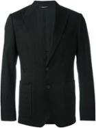 Dolce & Gabbana Peaked Lapel Jacket, Men's, Size: 52, Black, Cotton/spandex/elastane/cupro/polyester
