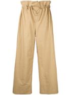 Stella Mccartney - Paper Bag Waist Trousers - Women - Cotton/linen/flax/polyamide - 38, Women's, Nude/neutrals, Cotton/linen/flax/polyamide