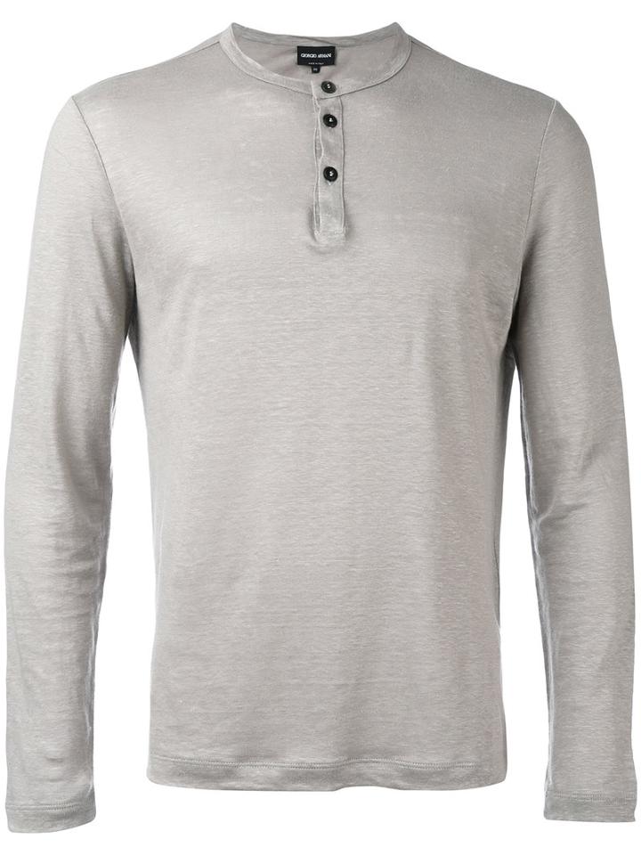Giorgio Armani - Serafina Henley - Men - Linen/flax - 52, Nude/neutrals, Linen/flax