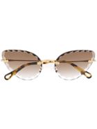 Chloé Eyewear Cat Eye Frame Sunglasses - Gold