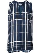 Vince V-neck Checked Blouse