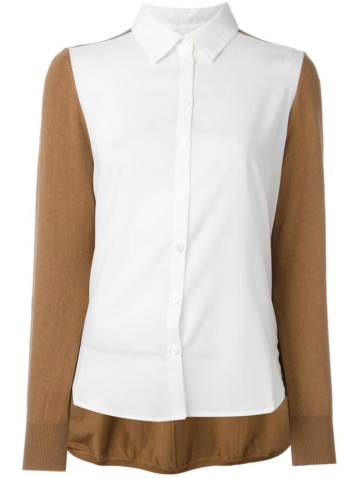Twin-set Shirt Detail Jumper, Women's, Size: Large, Brown, Cotton/viscose/spandex/elastane/polyester