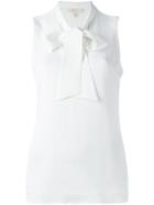 Michael Michael Kors Pussy Bow Top, Women's, Size: 0, White, Silk