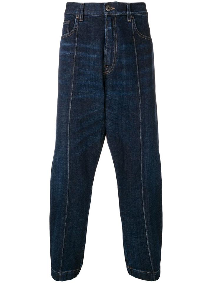 Prada Cropped Baggy Jeans - Blue