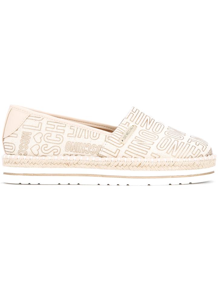 Love Moschino Logo Print Espadrilles - Nude & Neutrals