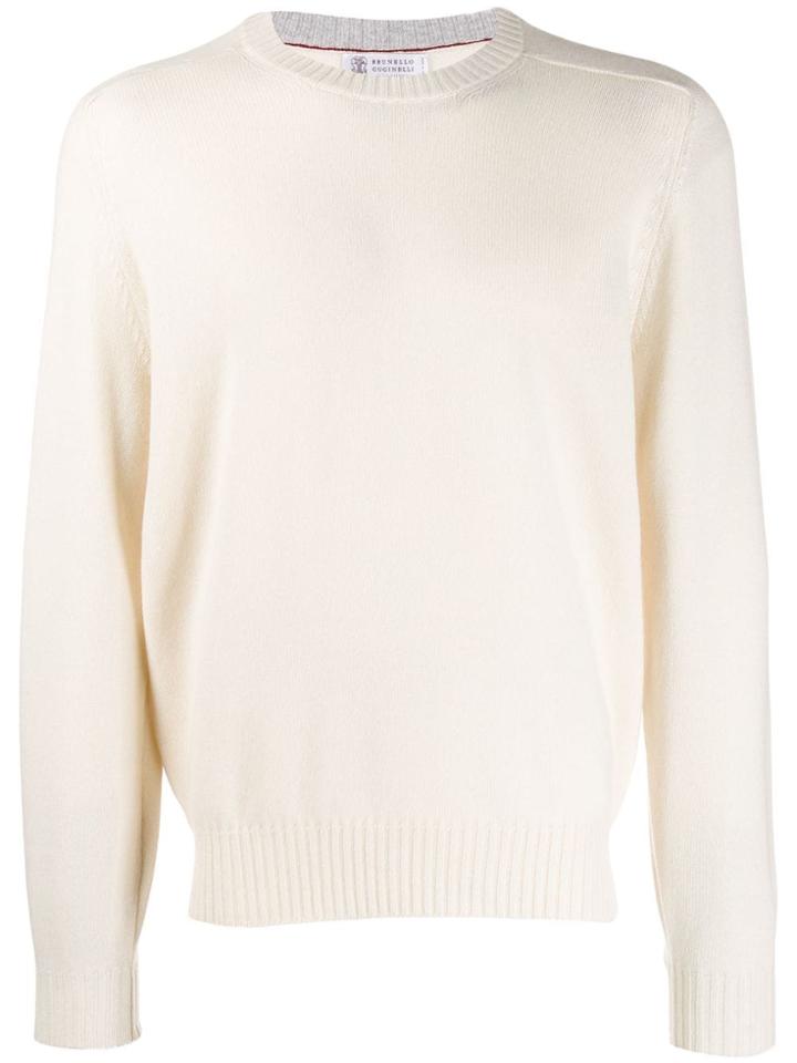 Brunello Cucinelli Ribbed Collar Cashmere Jumper - Neutrals