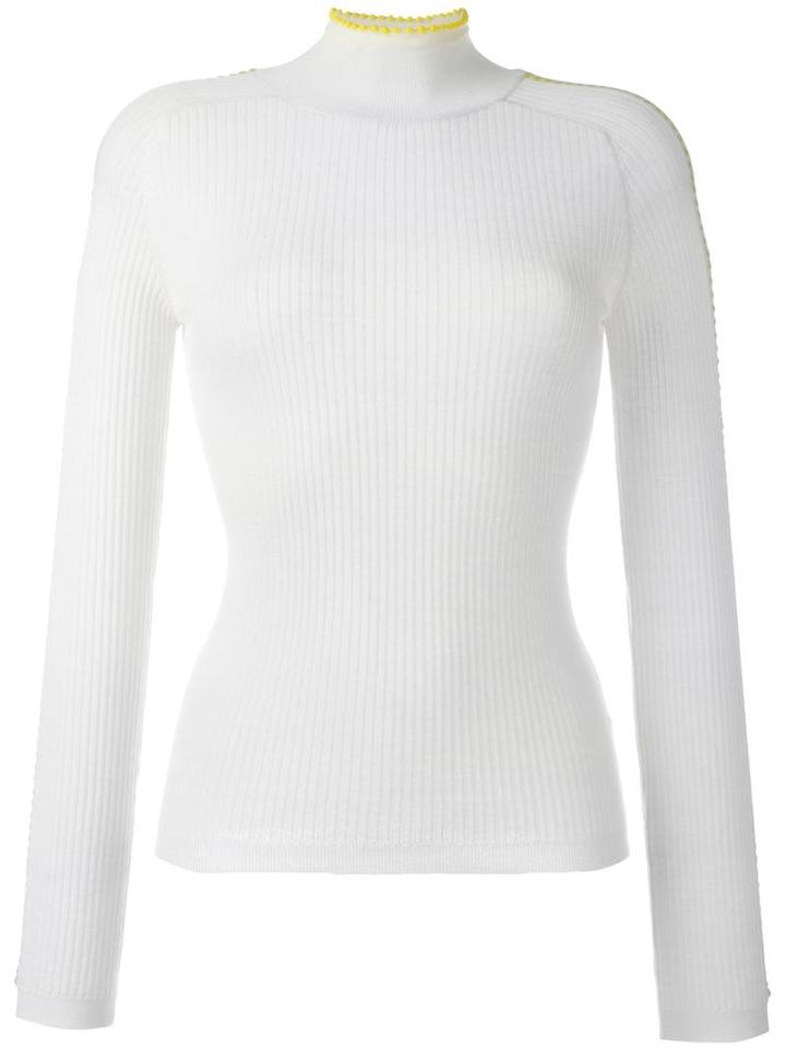 Carven Ribbed Jumper, Women's, Size: Medium, White, Wool