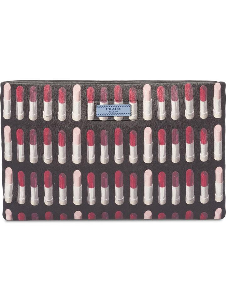 Prada Lipstick Print Clutch - Black