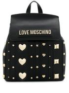 Love Moschino Logo Plaque Embellished Backpack - Black