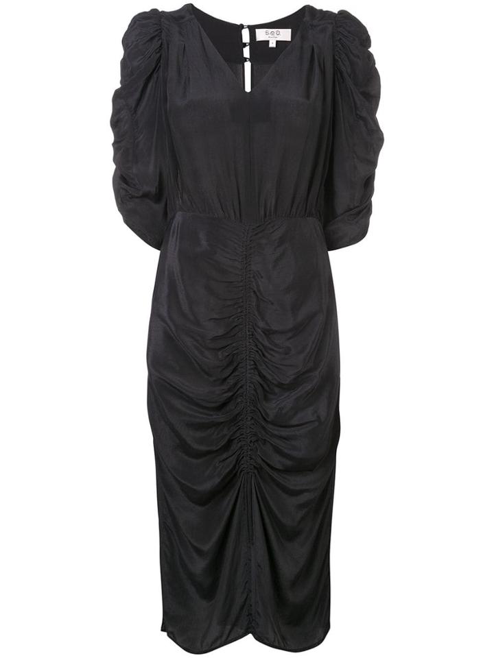 Sea Ruched Midi Dress - Black
