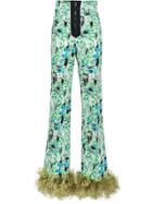 Miu Miu Printed Stretch Denim Trousers - Black