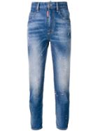 Dsquared2 High Waist Cropped Twiggy Jeans - Blue