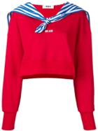 Msgm Cropped Sweatshirt With Sailor's Detail - Red
