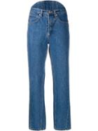 Pushbutton Asymmetric Denim Trousers - Blue