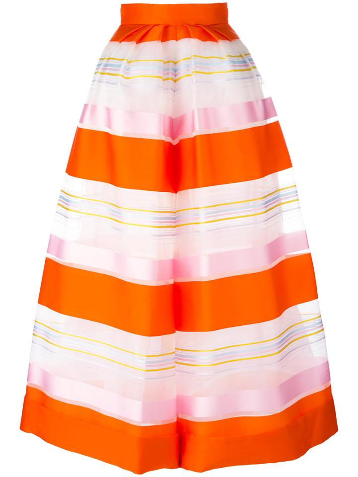 Delpozo - Striped Organza Trousers - Women - Silk/cotton/polyester - 34, Women's, Yellow/orange, Silk/cotton/polyester