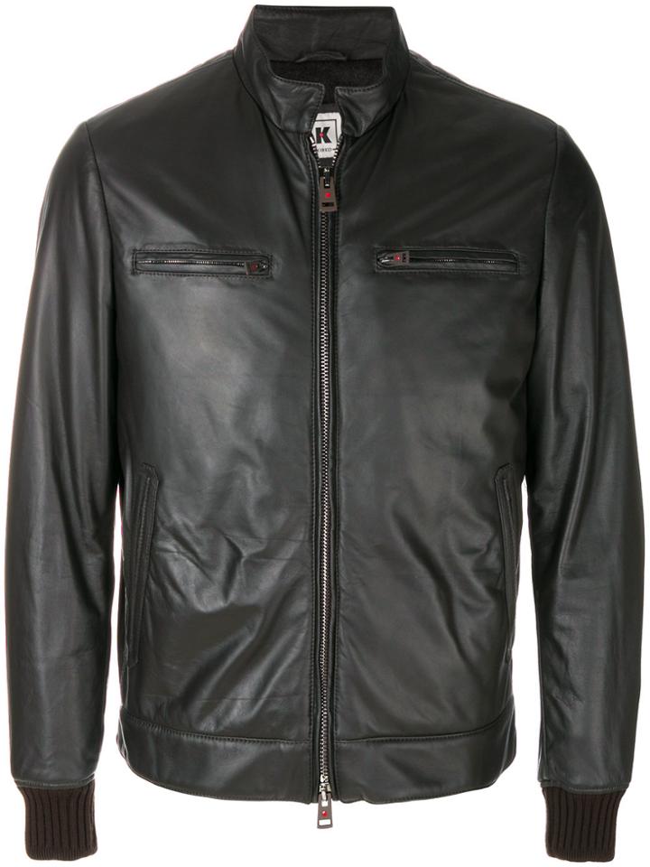 Kired Zipped Bomber Jacket - Brown