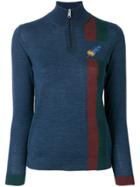 Paul Smith Embroidered Feather Zip Jumper - Blue