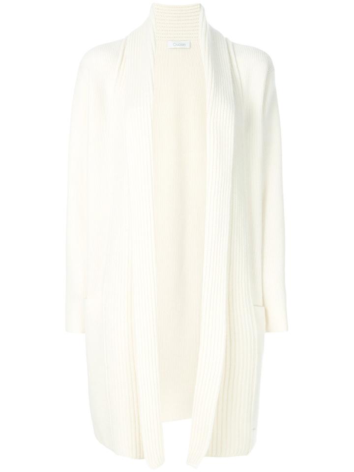 Cruciani Long Ribbed Cardigan - Nude & Neutrals