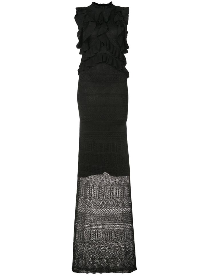 Ronny Kobo Ruffled Lace Dress - Black