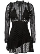 Self-portrait - Hall Mini Dress - Women - Polyester/spandex/elastane - 4, Black, Polyester/spandex/elastane