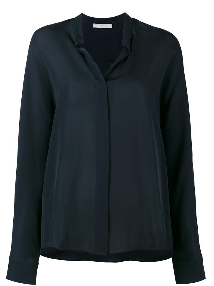 Vince Long Sleeve Shirt, Women's, Size: 2, Blue, Silk