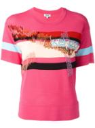 Kenzo Mesh Panel T-shirt, Women's, Size: Small, Pink/purple, Viscose/polyamide