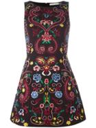 Alice+olivia Lindsey Embroidered Structured Dress, Women's, Size: 2, Black, Cotton/polyester/spandex/elastane/viscose