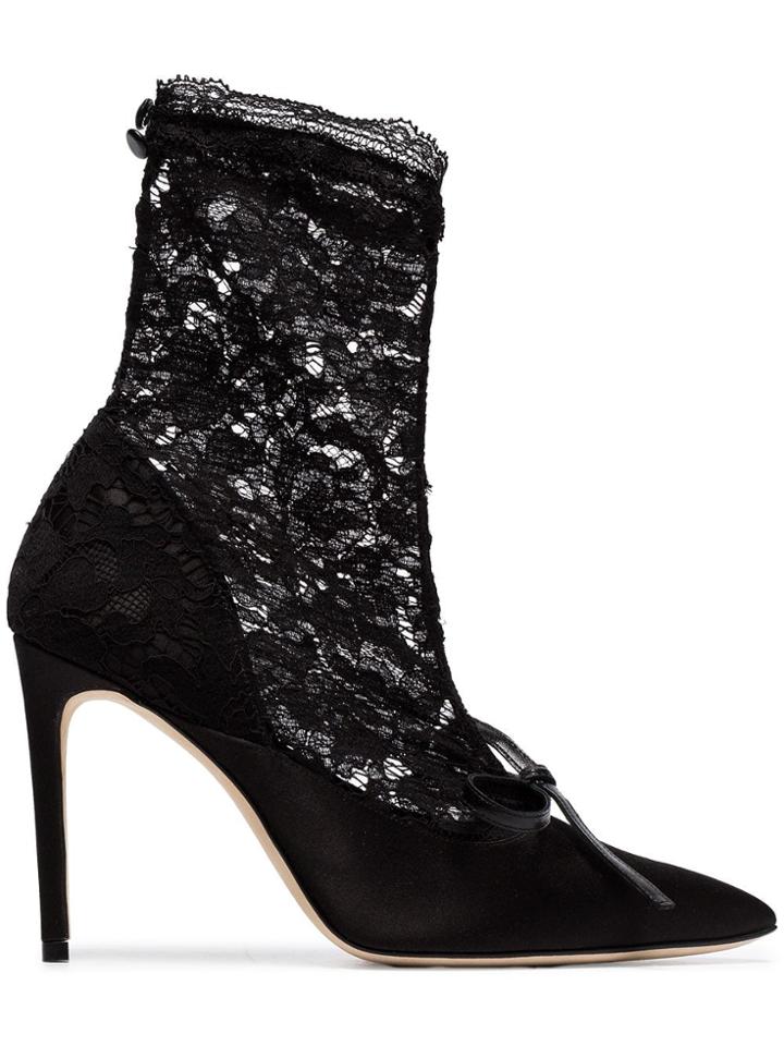 Liudmila Black Heist 100 Lace Insert Bow Embellished Pumps