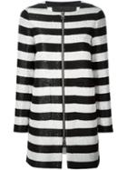 Herno Sequin Striped Coat, Women's, Size: 42, Black, Cotton/polyester/viscose/polyester