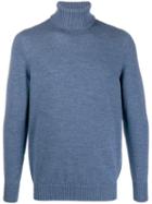 Drumohr Ribbed Roll Neck Jumper - Blue